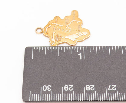 10K GOLD  Vintage Bahama Island Shaped Map Drop Pendant  GP642