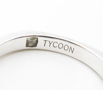 TYCOON 925 Silver  Shiny Prong Set Cubic Zirconia Solitaire Ring Sz 6  RG16848