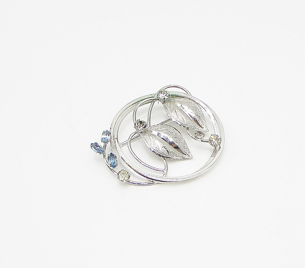 925 Sterling Silver  Vintage Topaz & Cubic Zirconia Floral Brooch Pin  BP1013