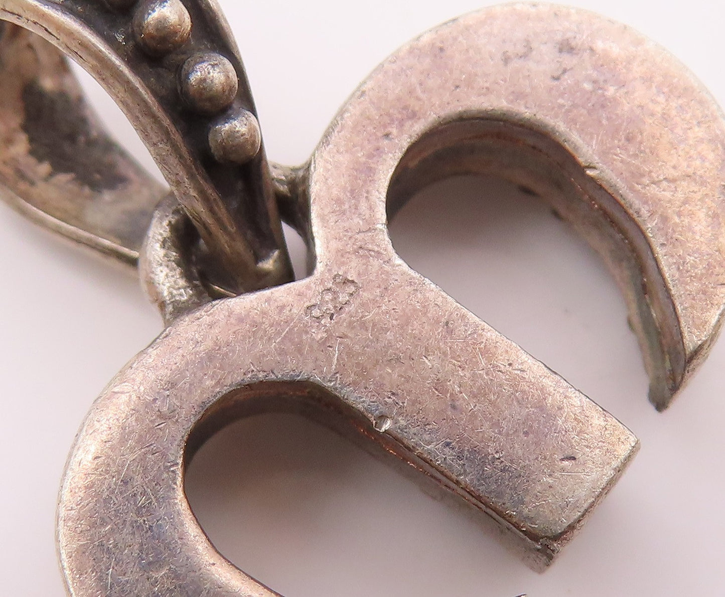 925 Sterling Silver  Vintage Oxidized Swirl Detail Drop Pendant  PT16004