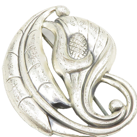 925 Sterling Silver  Vintage Shiny Wheat Plant Floral Swirl Brooch Pin  BP5097