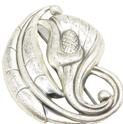 925 Sterling Silver  Vintage Shiny Wheat Plant Floral Swirl Brooch Pin  BP5097