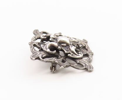 925 Sterling Silver Vintage Brooch Pin Classic Scrollwork Foliage Motif  BP12656