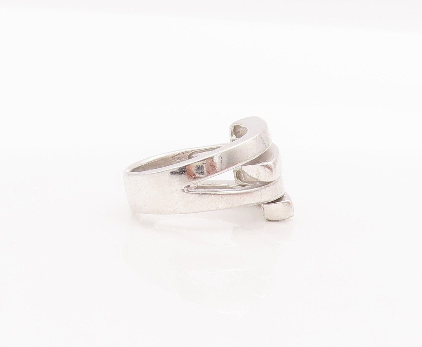 925 Sterling Silver Vintage Ring Solid Cutout Shank Bypass  Sz 7  RG28501