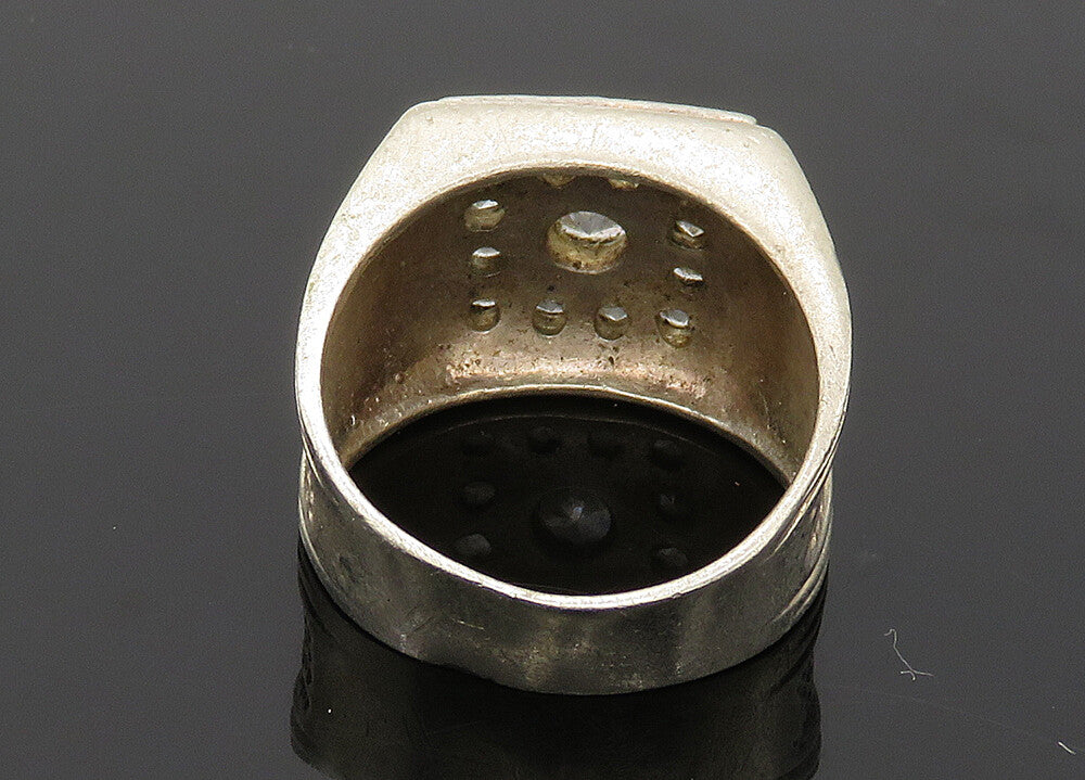 925 Sterling Silver  Vintage Cubic Zirconia Square Band Ring Sz 9.5  RG20849