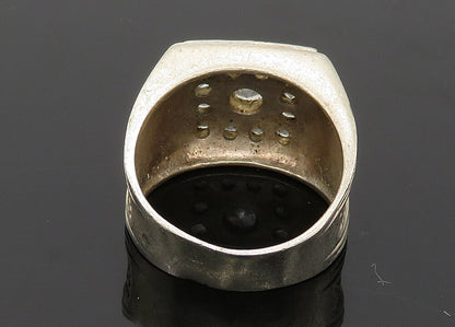 925 Sterling Silver  Vintage Cubic Zirconia Square Band Ring Sz 9.5  RG20849