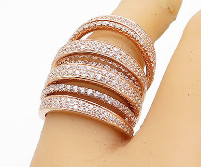 925 Sterling Silver  Cubic Zirconia Rose Gold Plated Band Ring Sz 7.5  RG4540