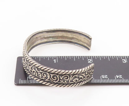 925 Sterling Silver Vintage Bracelet CAROLYN POLLACK Rope & Scrolls Cuff BT11764