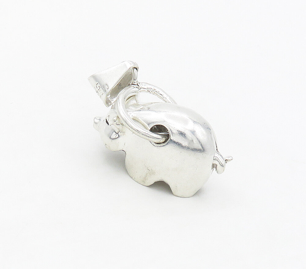MEXICO 925 Sterling Silver  Vintage Shiny Polished Pig Motif Pendant  PT13429