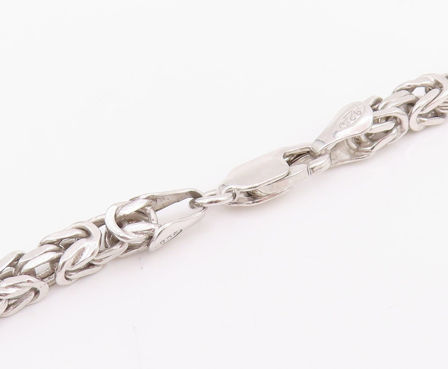 925 Sterling Silver Vintage Necklace Intricate Woven Byzantine Link Chain NE4723