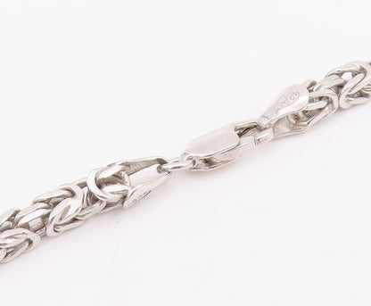 925 Sterling Silver Vintage Necklace Intricate Woven Byzantine Link Chain NE4723