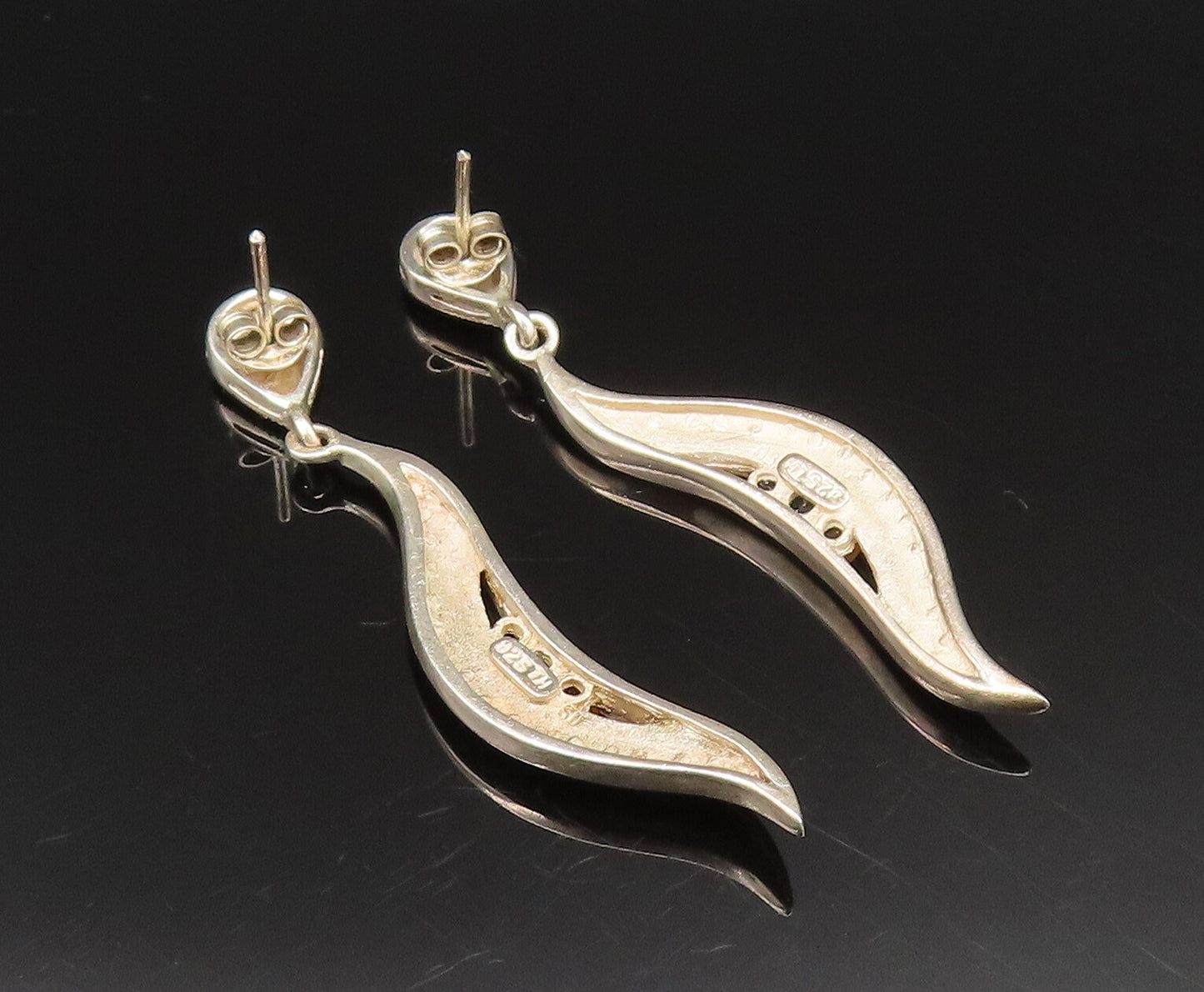 925 Silver  Vintage Amethyst Citrine & Multi Stone Swirl Earrings  EG11890