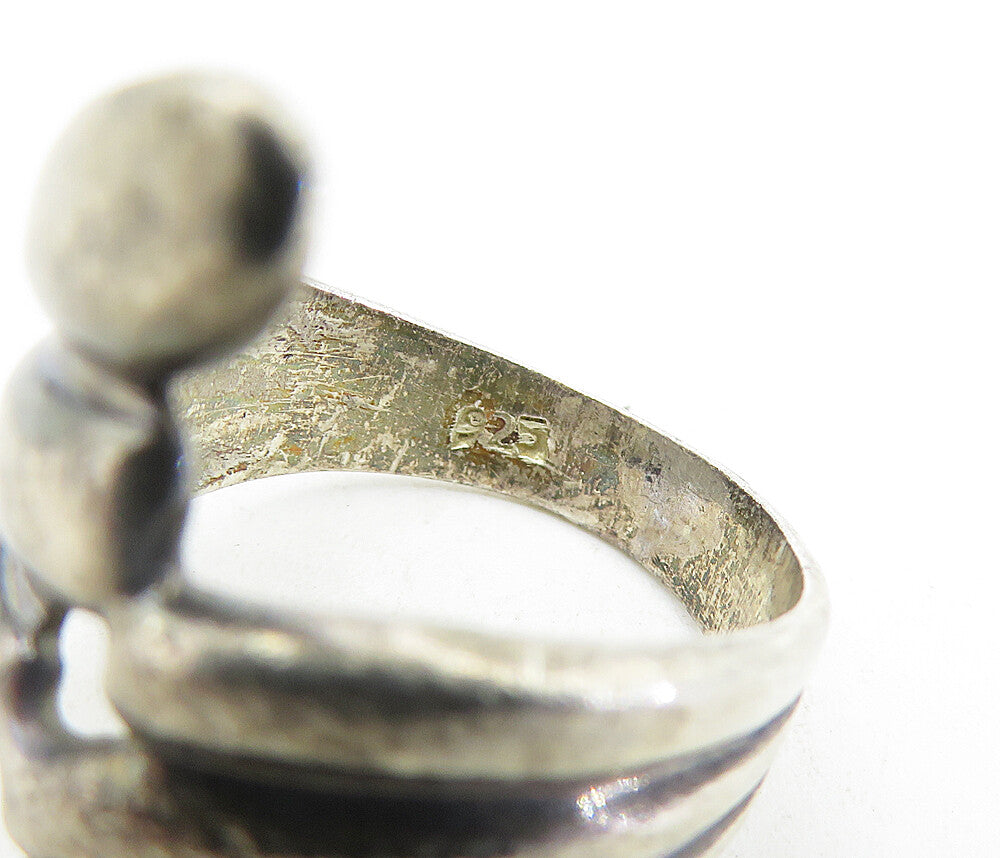 925 Sterling Silver  Vintage Dark Tone Fluted Bypass Band Ring Sz 6.5  RG5995