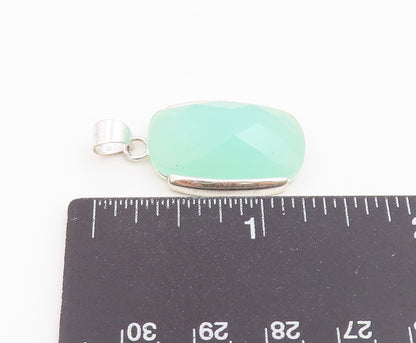 925 Sterling Silver Vintage Pendant Faceted Chalcedony Geometric Charm  PT26492