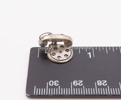 925 Sterling Silver  Vintage Petite Old Fashioned Telephone Pendant  PT18386