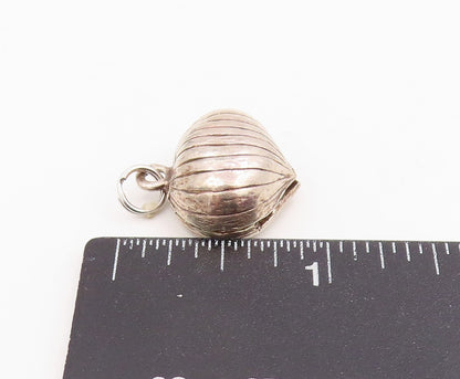 925 Sterling Silver Vintage Pendant Ribbed Puffy Nautical Seashell Charm PT25753