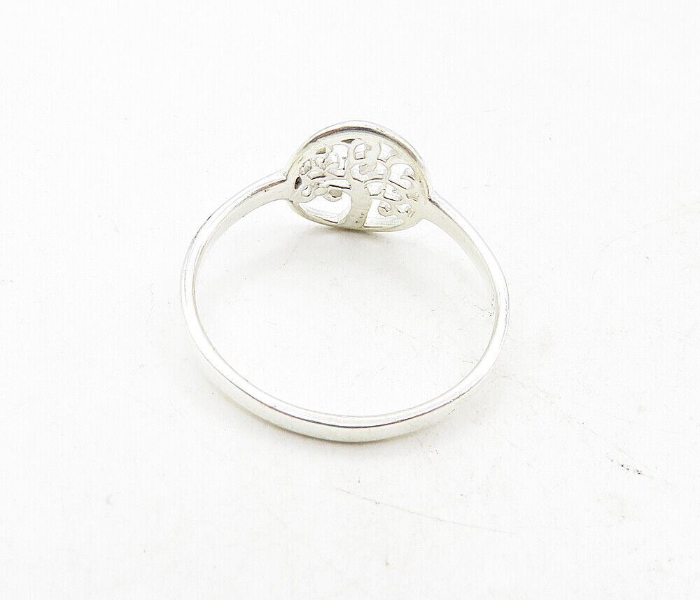 925 Sterling Silver Shiny Cutout Tree Of Life Motif Band Ring Sz 8.5  RG9198