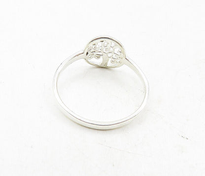925 Sterling Silver Shiny Cutout Tree Of Life Motif Band Ring Sz 8.5  RG9198