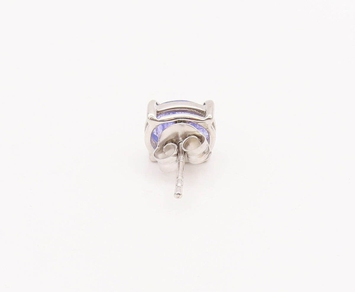 925 Sterling Silver Vintage Earrings Minimalist Oval Tanzanite Studs  EG12880