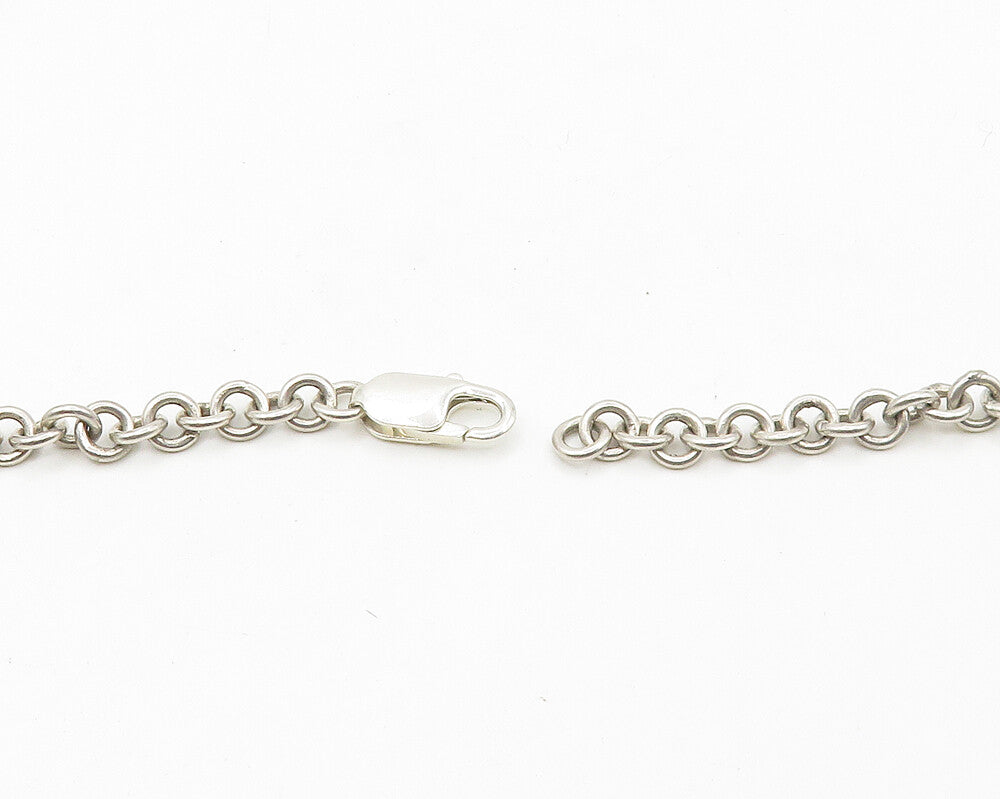 925 Sterling Silver  Vintage Cabochon Agate Shiny Wheat Chain Necklace  NE2855