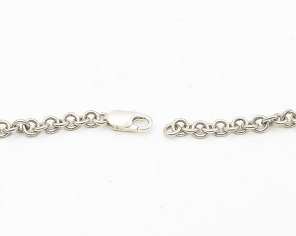 925 Sterling Silver  Vintage Cabochon Agate Shiny Wheat Chain Necklace  NE2855