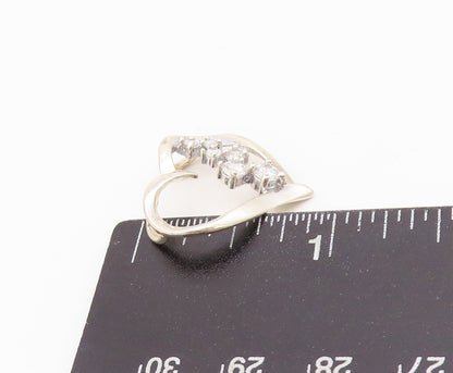 925 Sterling Silver Vintage Pendant Designer CZ Inlay Cutout Heart  PT24305
