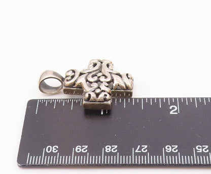 925 Sterling Silver  Vintage Openwork Scroll Religious Cross Pendant  PT21797