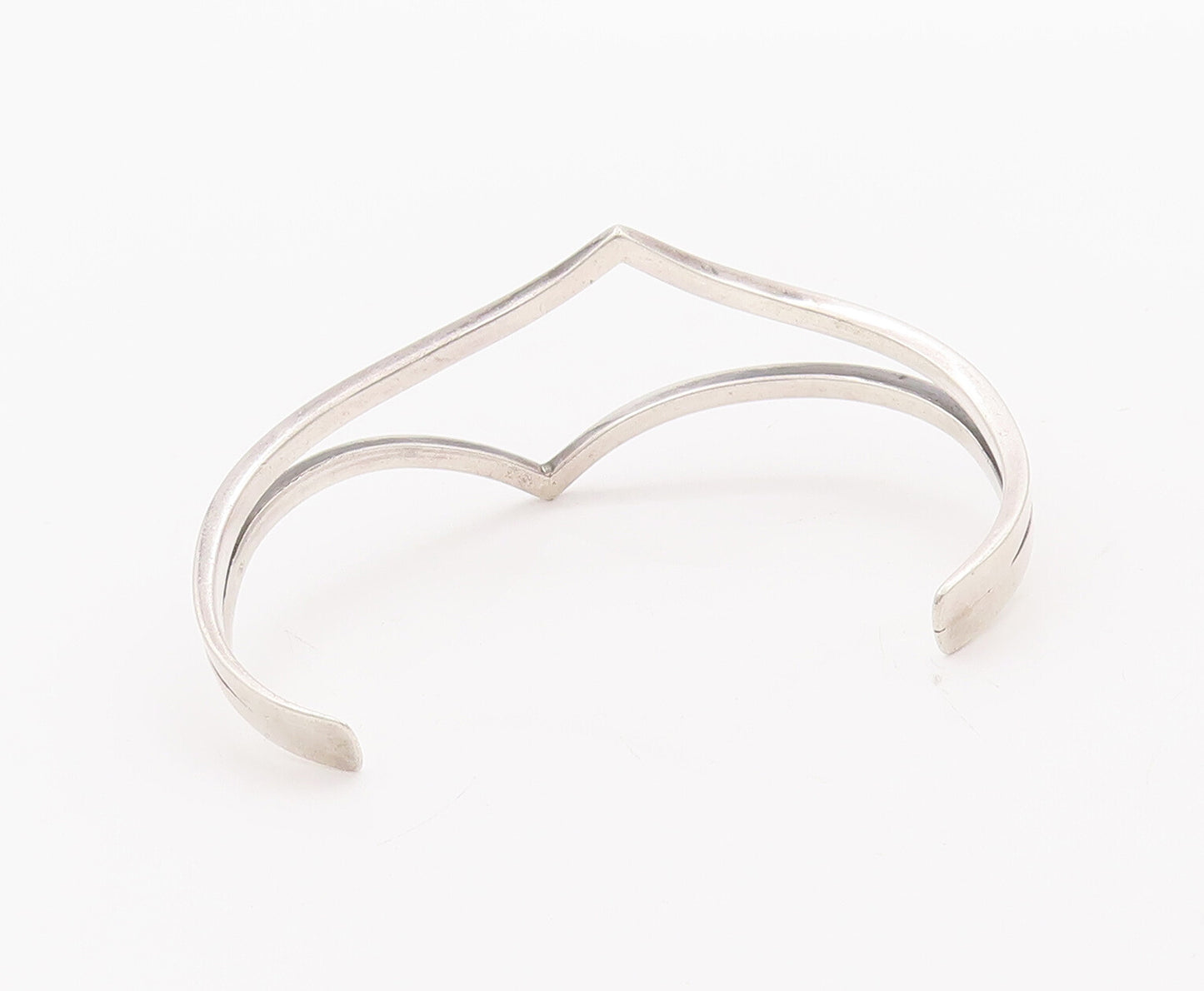 925 Sterling Silver Vintage Bracelet Minimalist Cutout Modernist Cuff  BT10324