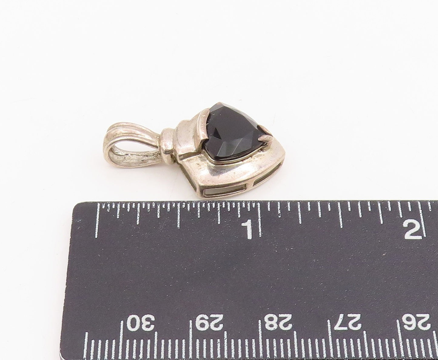 925 Sterling Silver Vintage Pendant Black Onyx Elegant Geometric Charm  PT25742