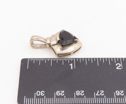 925 Sterling Silver Vintage Pendant Black Onyx Elegant Geometric Charm  PT25742