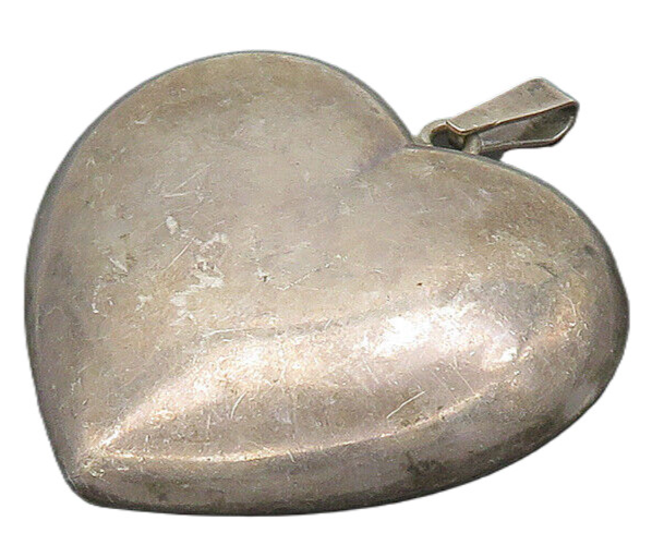 HAAKON SCHANKE NIELSEN NORWAY 925 Silver Vintage Puffy Heart Pendant PT16639