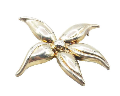 925 Sterling Silver  Vintage Shiny Single Flower Motif Brooch Pin  BP3886