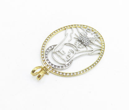 MEXICO 925 Sterling Silver  Vintage Cubic Zirconia Virgin Mary Pendant  PT4474