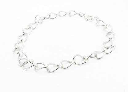 925 Sterling Silver  Shiny Minimalist Curved Oval Link Chain Necklace  NE1478