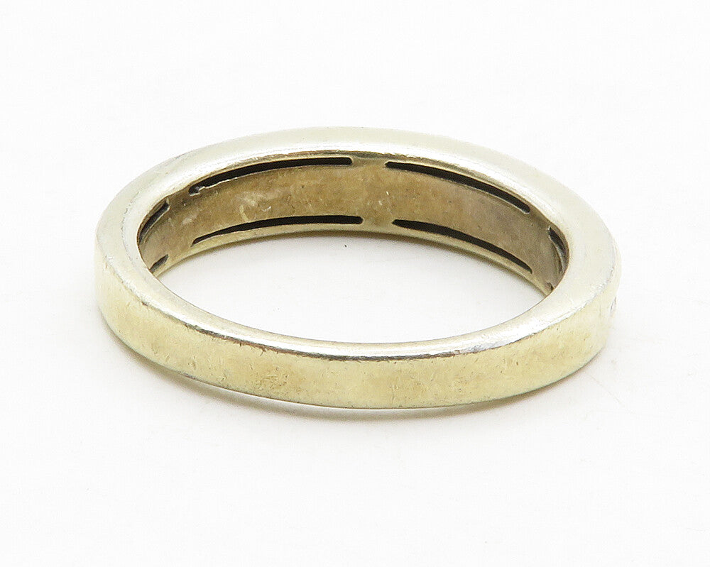 925 Sterling Silver  Vintage Genuine Diamonds Large Band Ring Sz 10.5  RG13825