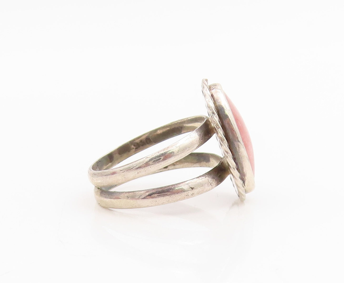 925 Sterling Silver Vintage Ring Oval Rhodochrosite Split Band  Sz 6.5  RG34817