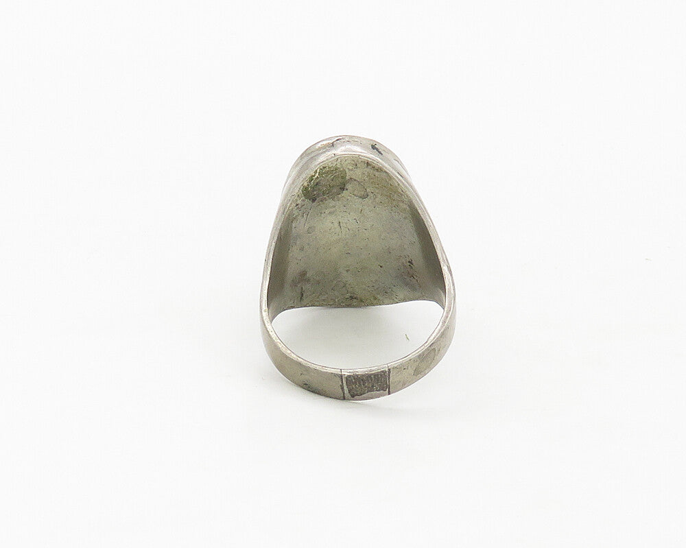 NAVAJO 925 Silver  Vintage Antique Turquoise Cocktail Ring Sz 12.5  RG17121