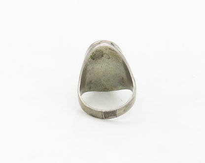 NAVAJO 925 Silver  Vintage Antique Turquoise Cocktail Ring Sz 12.5  RG17121