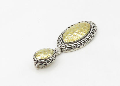 925 Sterling Silver  Vintage Shiny Hammered Two Tone Linked Pendant  PT17231