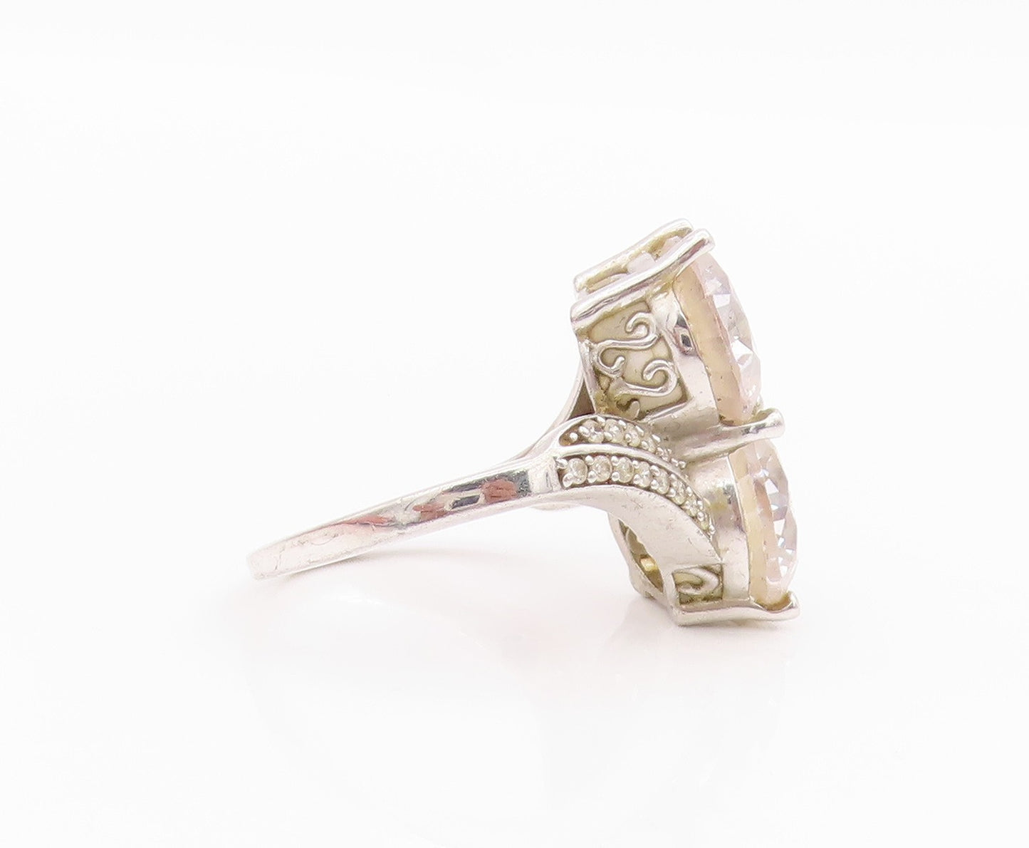 925 Sterling Silver Vintage Ring Modernist Bypass Topaz Design  Sz 9  RG33149