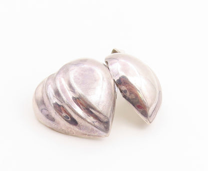 925 Sterling Silver Vintage Pendant Modernist Ribbed Love Heart OPENS  PT26129