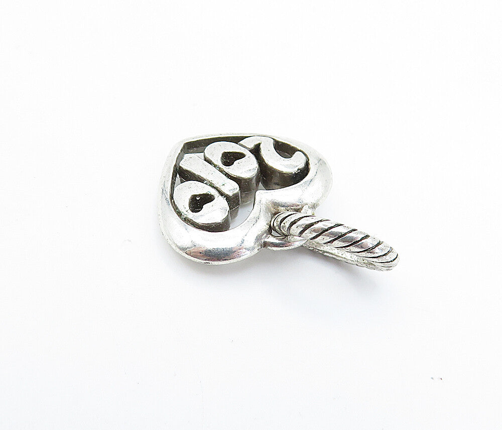 925 Sterling Silver  Shiny Petite 2010 Love Heart Twist Drop Pendant  PT2963