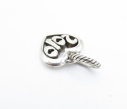 925 Sterling Silver  Shiny Petite 2010 Love Heart Twist Drop Pendant  PT2963