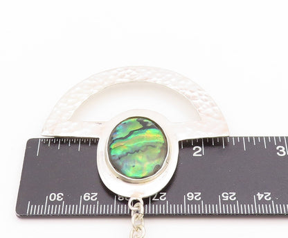 925 Sterling Silver Vintage Brooch MEXICO Fire Opal Long Tie Bar Pin   BP11767