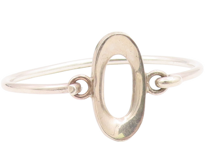 J. JILL 925 Silver  Vintage Shiny Open Oval Hook Bangle Bracelet  BT8632