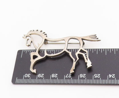 925 Sterling Silver Vintage Brooch Pin Modernist Running Horse Outline  BP12171