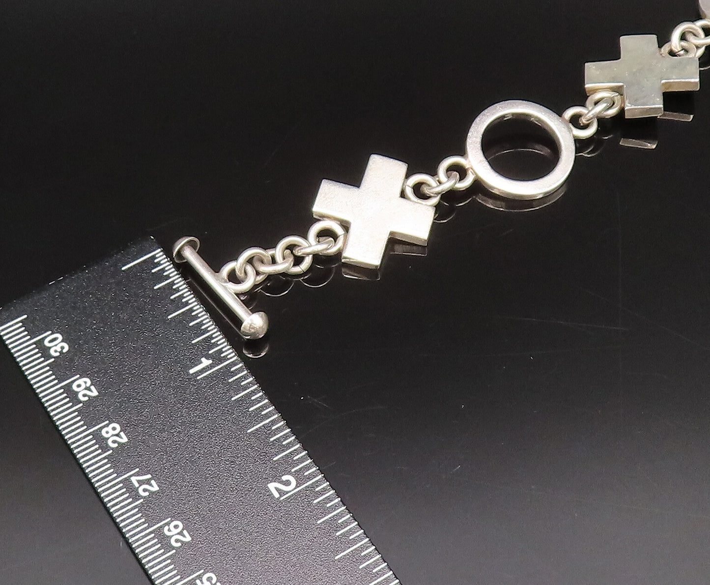 MEXICO 925 Sterling Silver  Vintage Solid XOXO Pattern Chain Necklace  NE4024