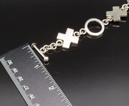 MEXICO 925 Sterling Silver  Vintage Solid XOXO Pattern Chain Necklace  NE4024