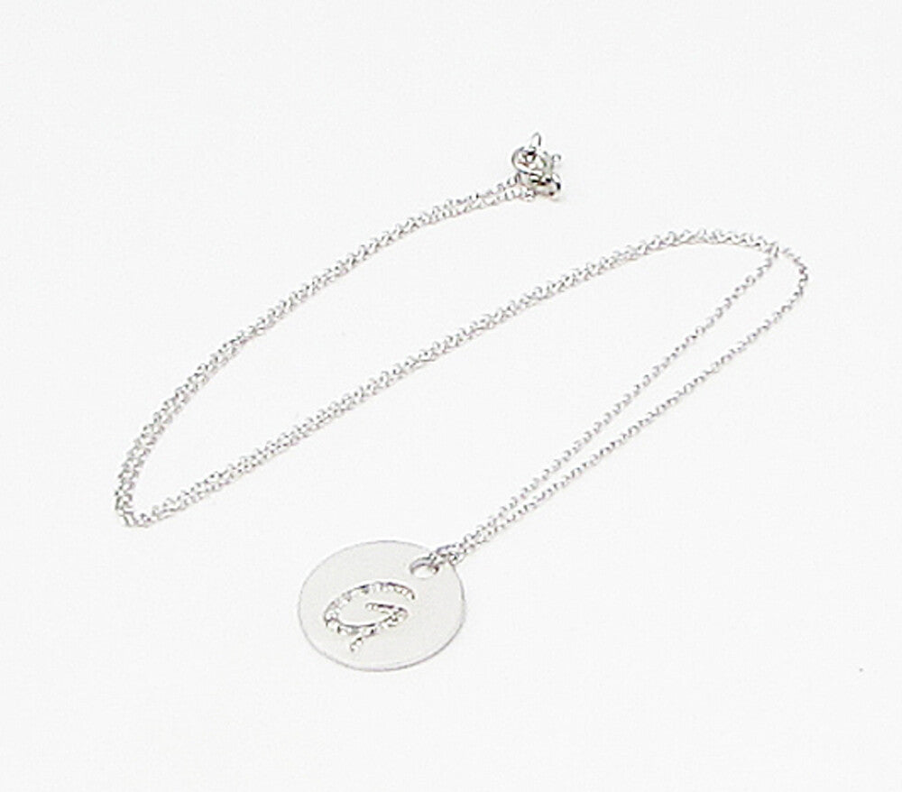 925 Sterling Silver  .10ctw Genuine Diamonds G Initial Pendant & Chain  PT2455