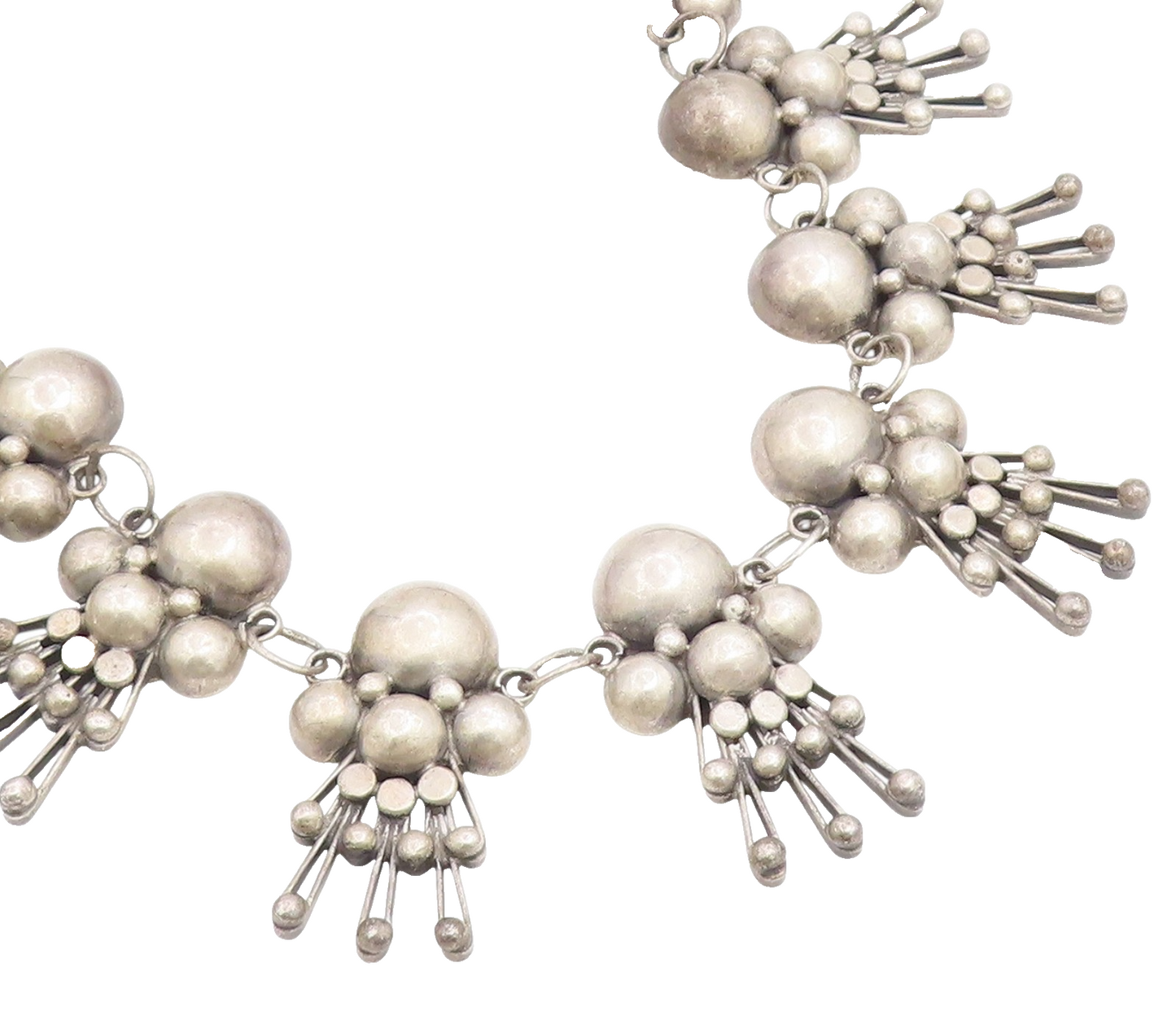 925 Sterling Silver Vintage Necklace TAXCO Doll Motif Statement Chain  NE4886